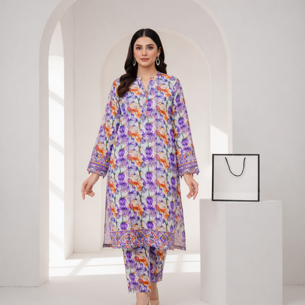 2 Piece Purple Winter Unstitch Khaddar