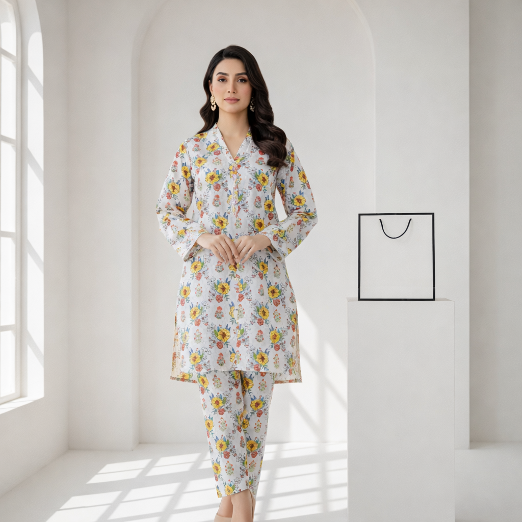 2 Piece Off-White Winter Khaddar